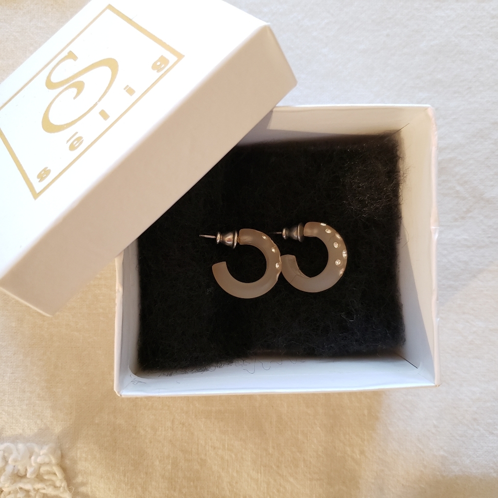 Frosted Lucite Swarovski Hoops